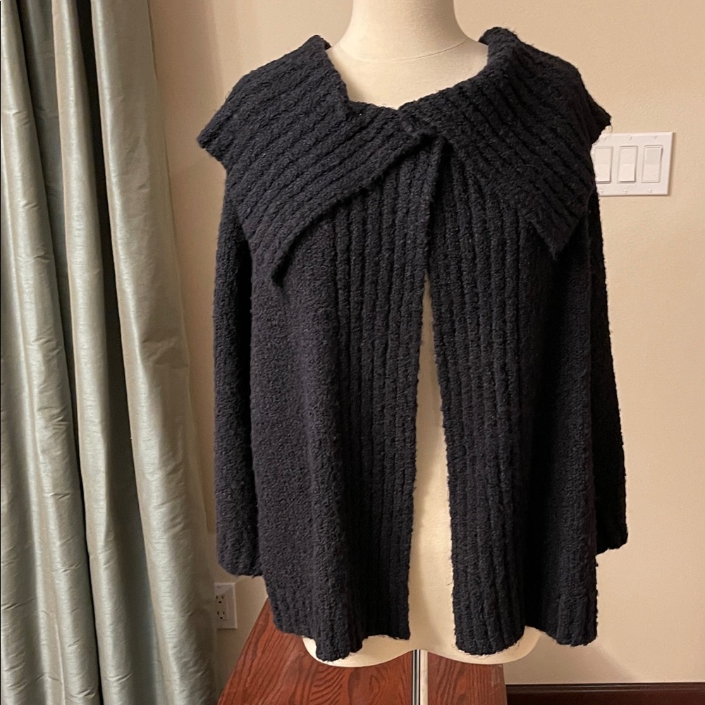 New Evan Picone Black Textured Cardigan